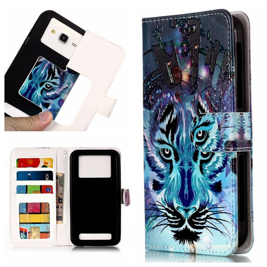 Wolf - Universal Embossed Patterned Leather Wallet Case for iPhone 8/LG K3 (2017)
