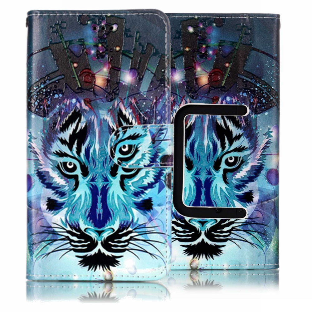 Wolf - Universal Embossed Patterned Leather Wallet Case for iPhone 8/LG K3 (2017)