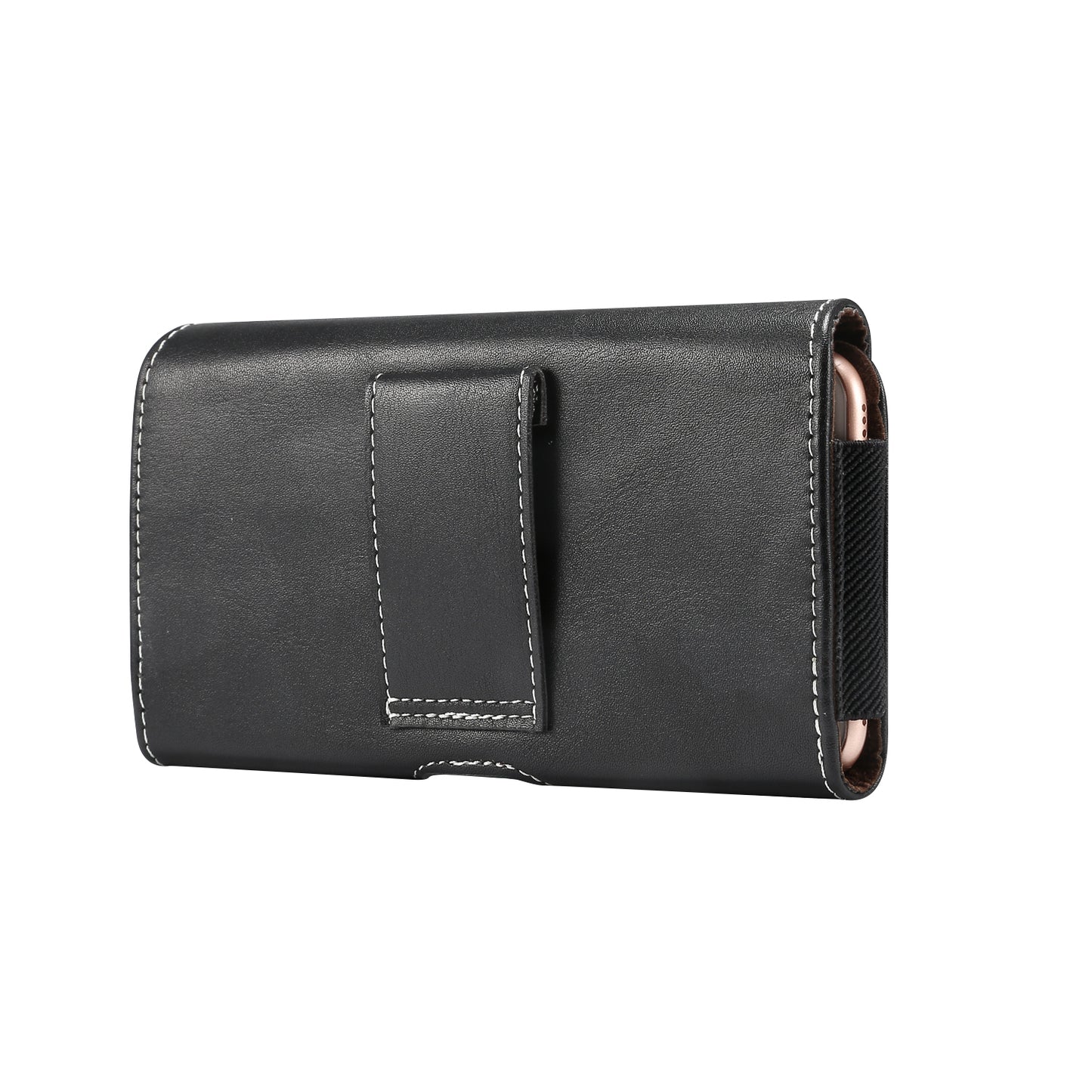 Universal Wear-resistant Leather Waist Bag for 4.7-5.2 Inch Smart Phone - Black