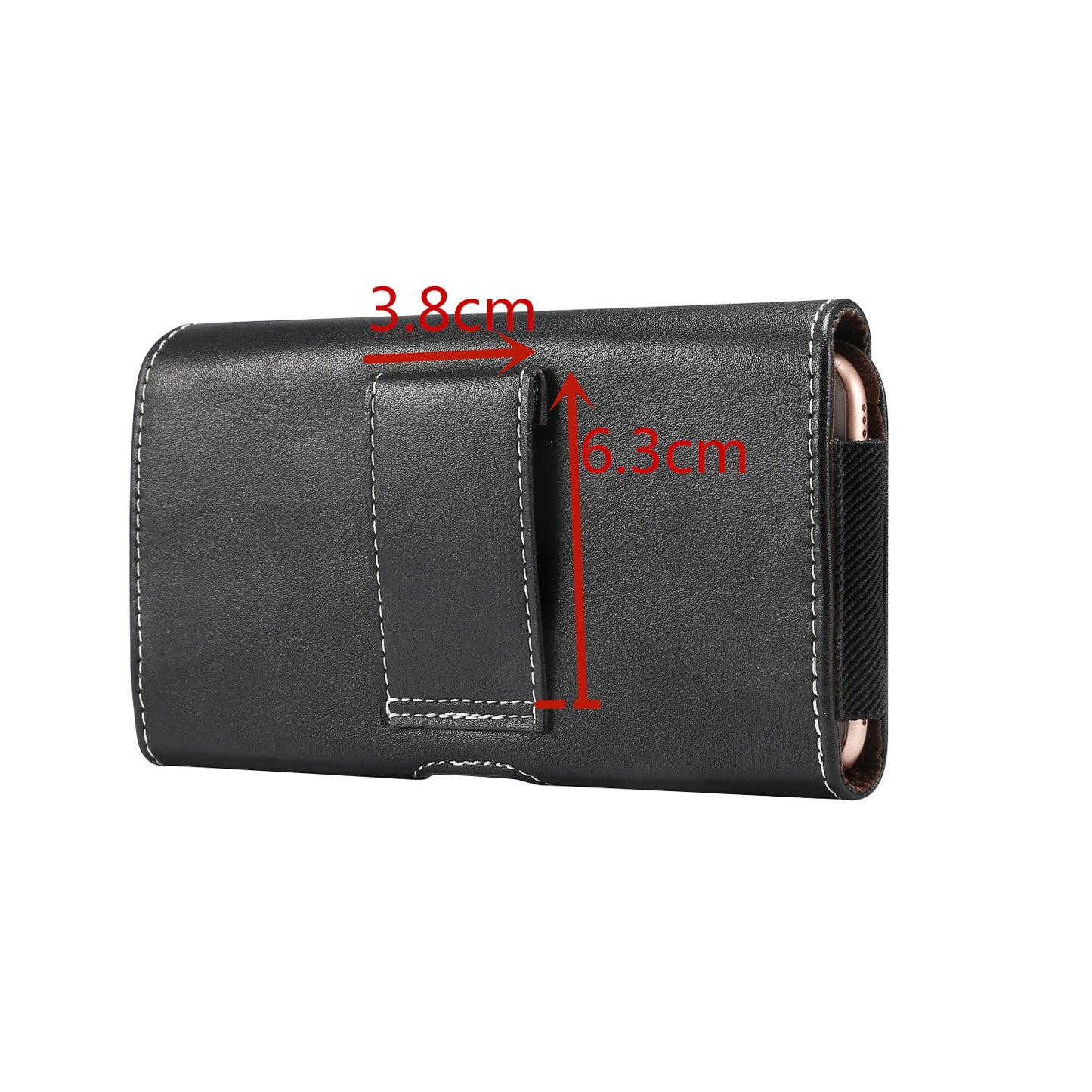 Universal Wear-resistant Leather Waist Bag for 4.7-5.2 Inch Smart Phone - Black