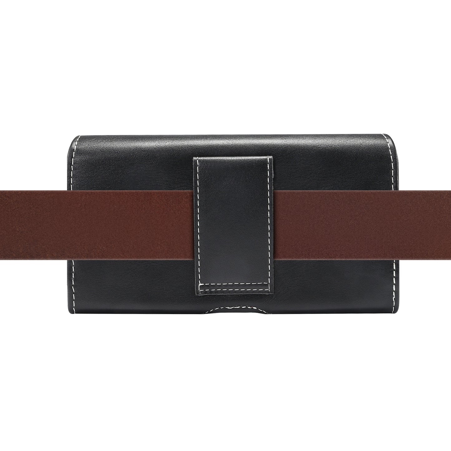 Universal Wear-resistant Leather Waist Bag for 4.7-5.2 Inch Smart Phone - Black