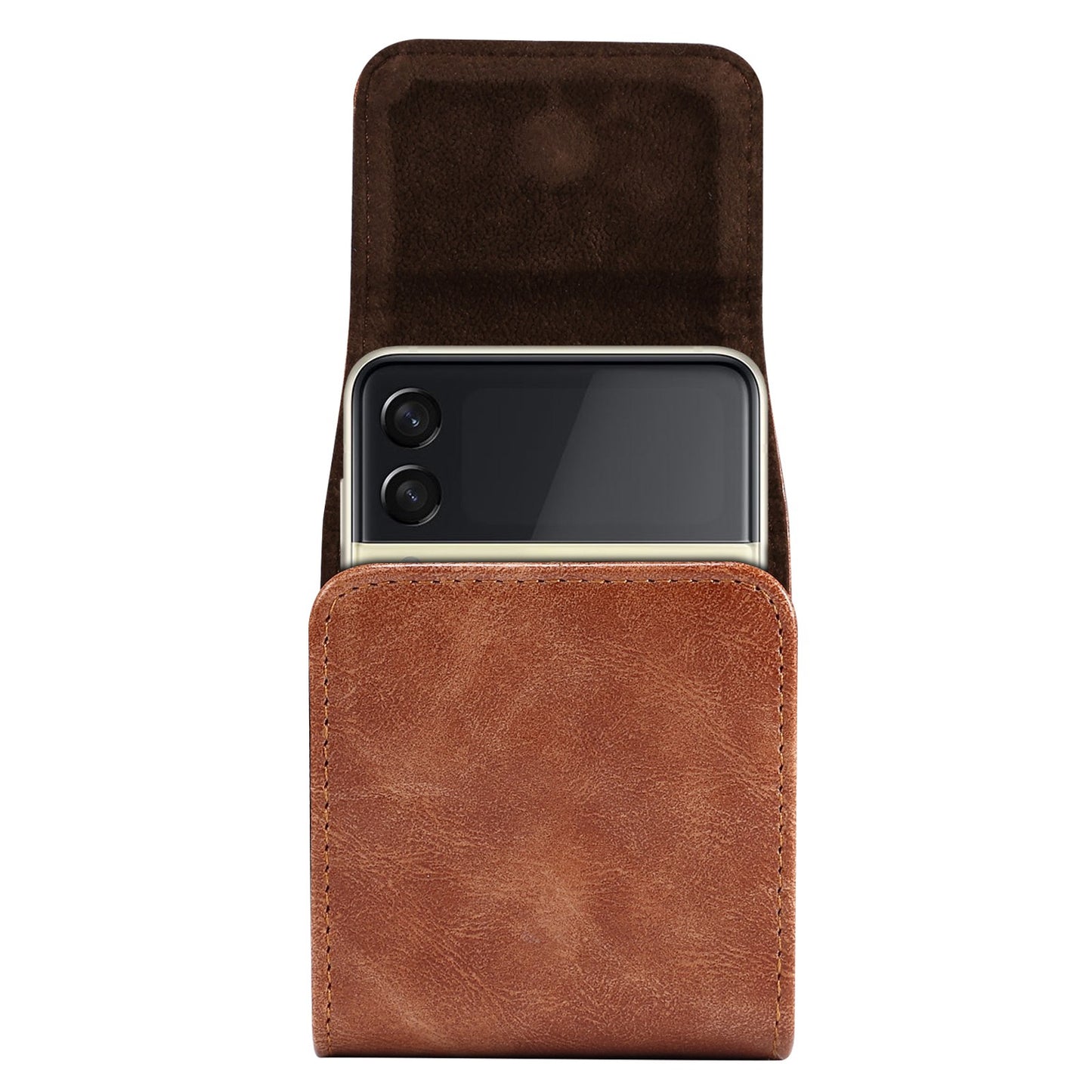 for Samsung Galaxy Z Flip / Z Flip 5G / Z Flip3 5G / Huawei P50 Pocket / Pocket S Belt Waist Bag Microfiber Leather Vertical Flip Cellphone Belt Loop Holster Case
