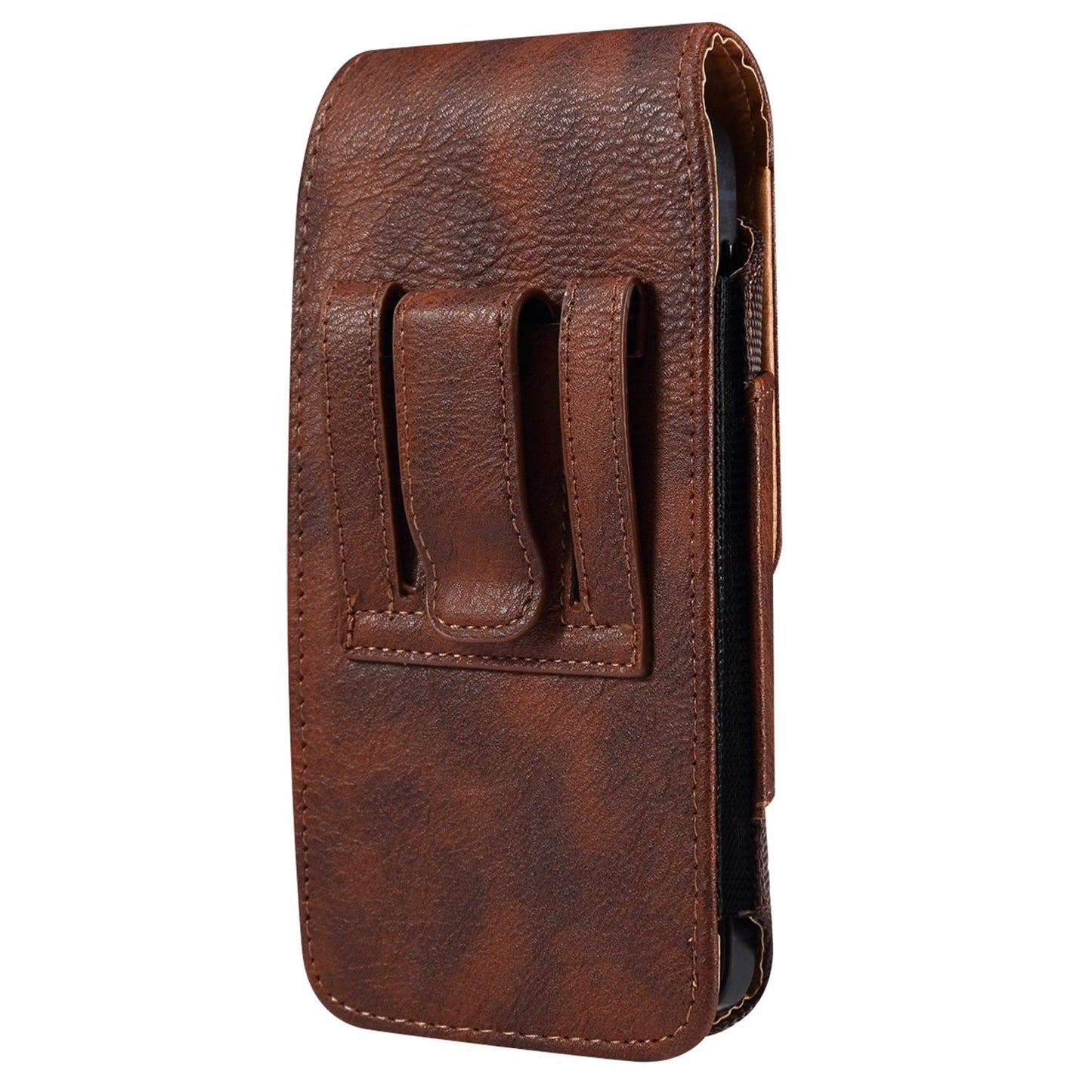 for Samsung Galaxy S22+ 5G / iPhone 11 Pro Max / Huawei Mate 40 / Honor 50 Universal 6.5-Inch Phone Waist Pouch Elastic Sides Card Carrying Bag - Brown