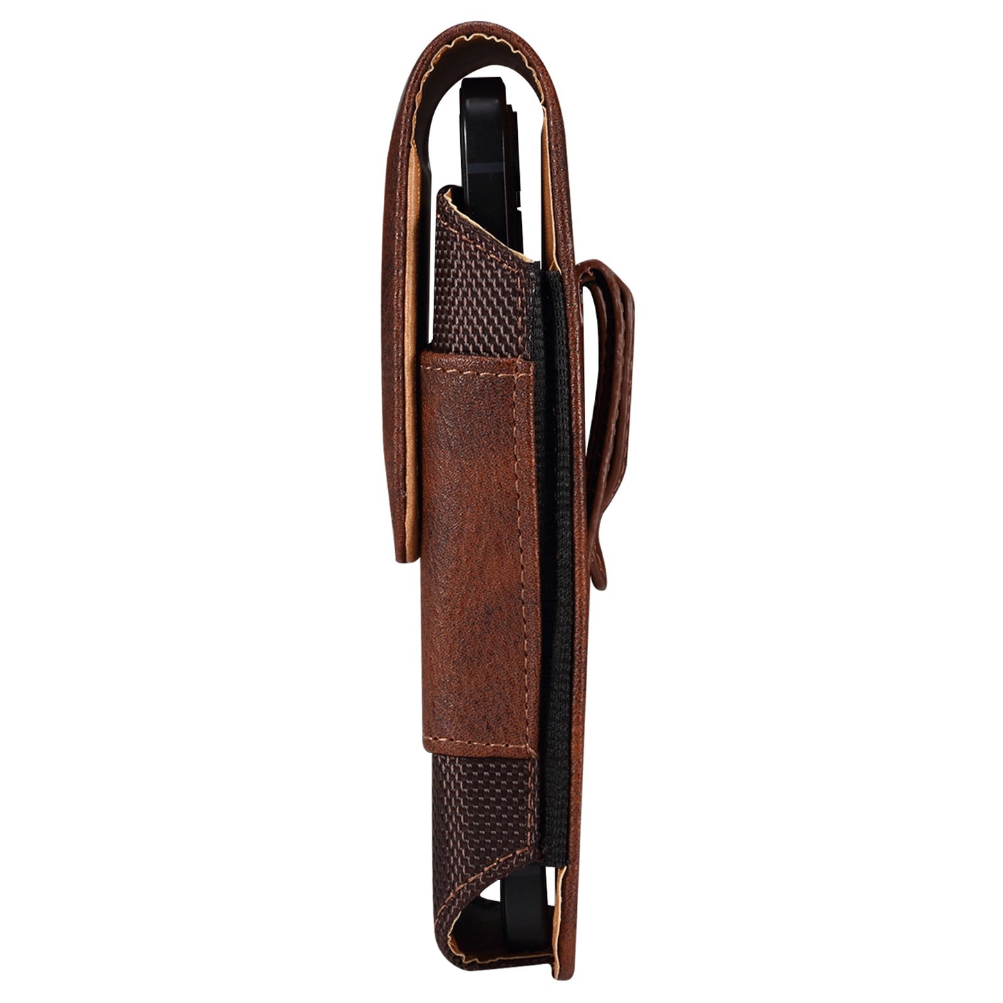 for Samsung Galaxy S22+ 5G / iPhone 11 Pro Max / Huawei Mate 40 / Honor 50 Universal 6.5-Inch Phone Waist Pouch Elastic Sides Card Carrying Bag - Brown