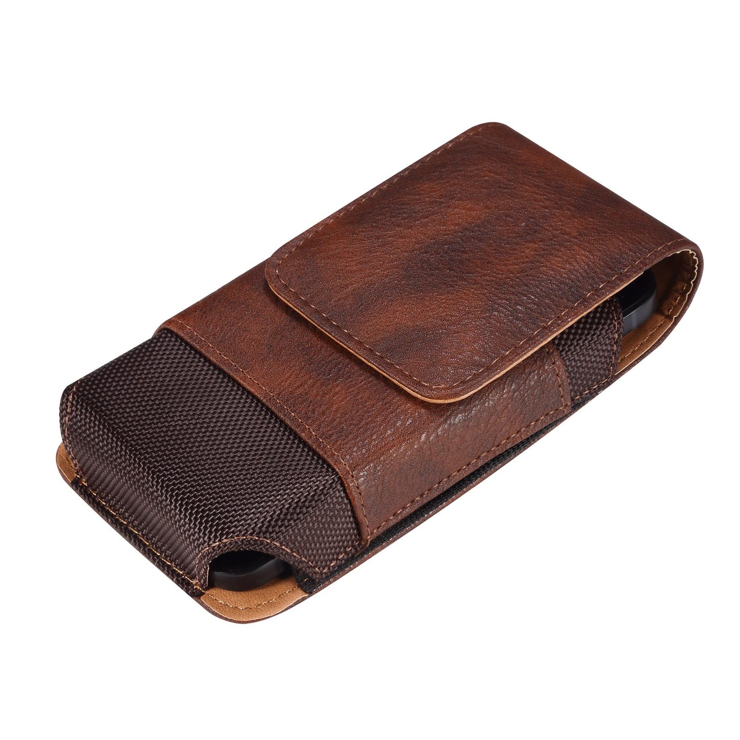 for Samsung Galaxy S22+ 5G / iPhone 11 Pro Max / Huawei Mate 40 / Honor 50 Universal 6.5-Inch Phone Waist Pouch Elastic Sides Card Carrying Bag - Brown