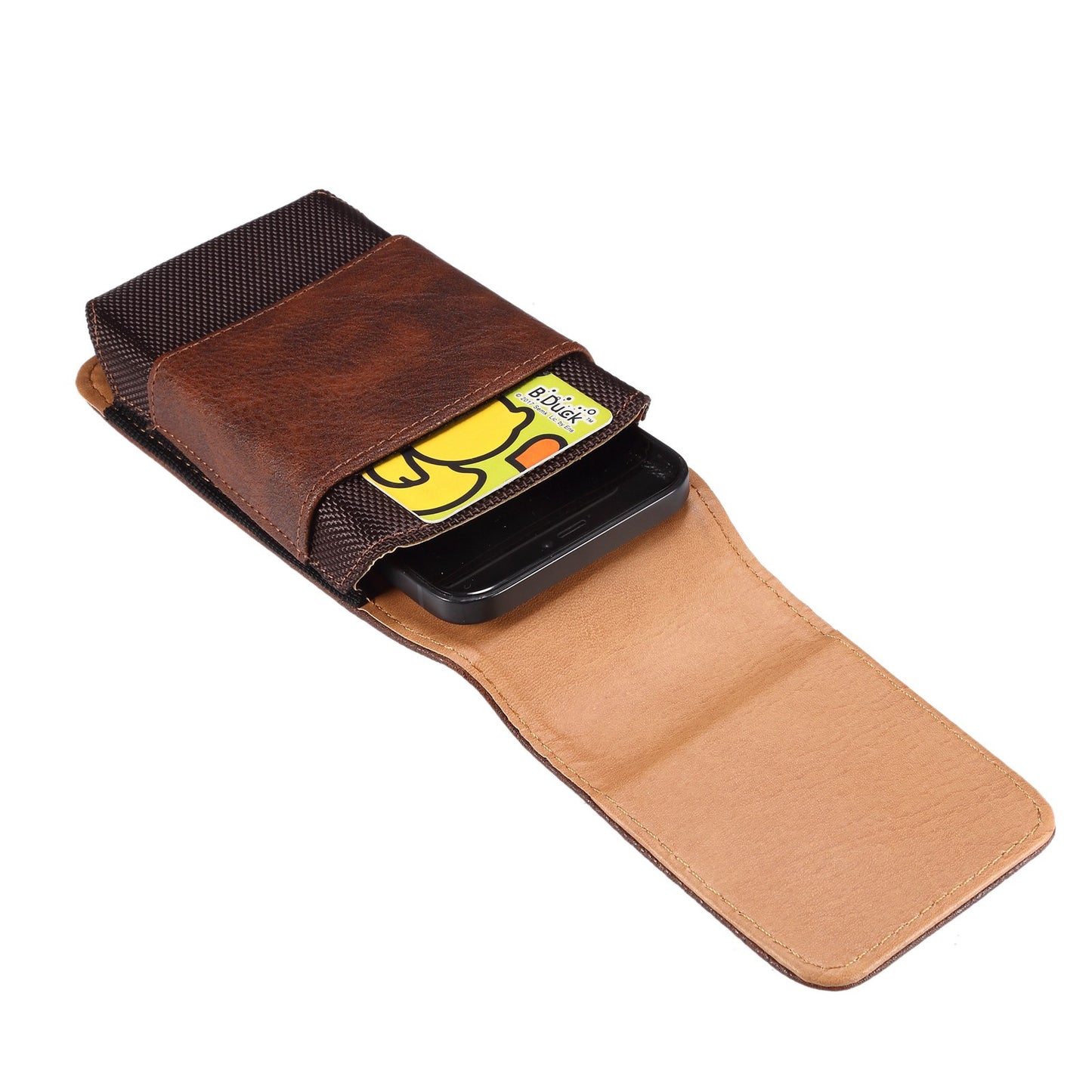 for Samsung Galaxy S22+ 5G / iPhone 11 Pro Max / Huawei Mate 40 / Honor 50 Universal 6.5-Inch Phone Waist Pouch Elastic Sides Card Carrying Bag - Brown