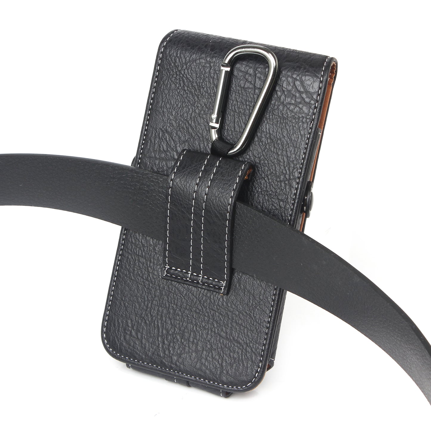 Size 130 x 65 x 10mm Card Holder Vertical Flip Leather Holster with Belt Loop for iPhone SE 5s 5c Etc - Black