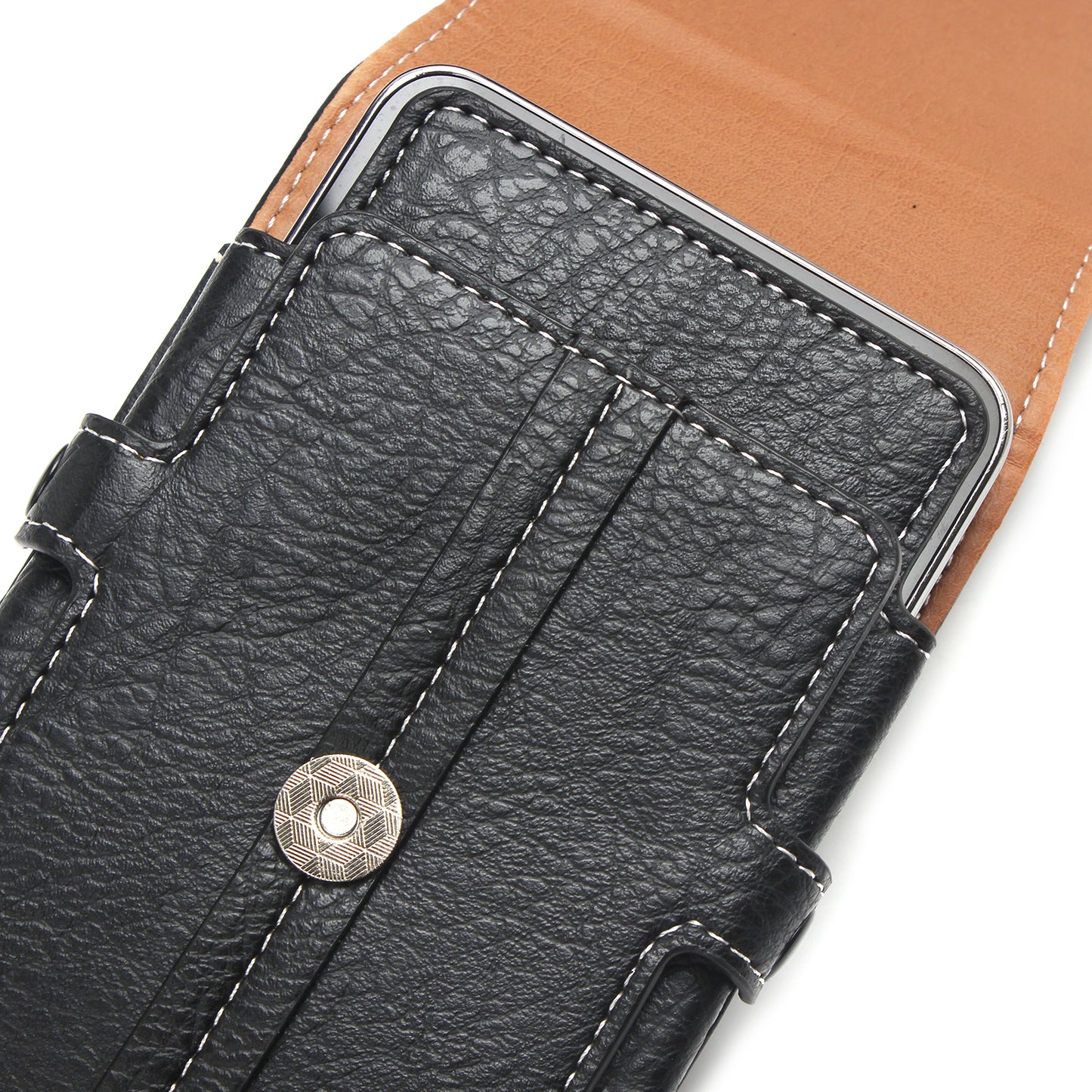 Size 130 x 65 x 10mm Card Holder Vertical Flip Leather Holster with Belt Loop for iPhone SE 5s 5c Etc - Black