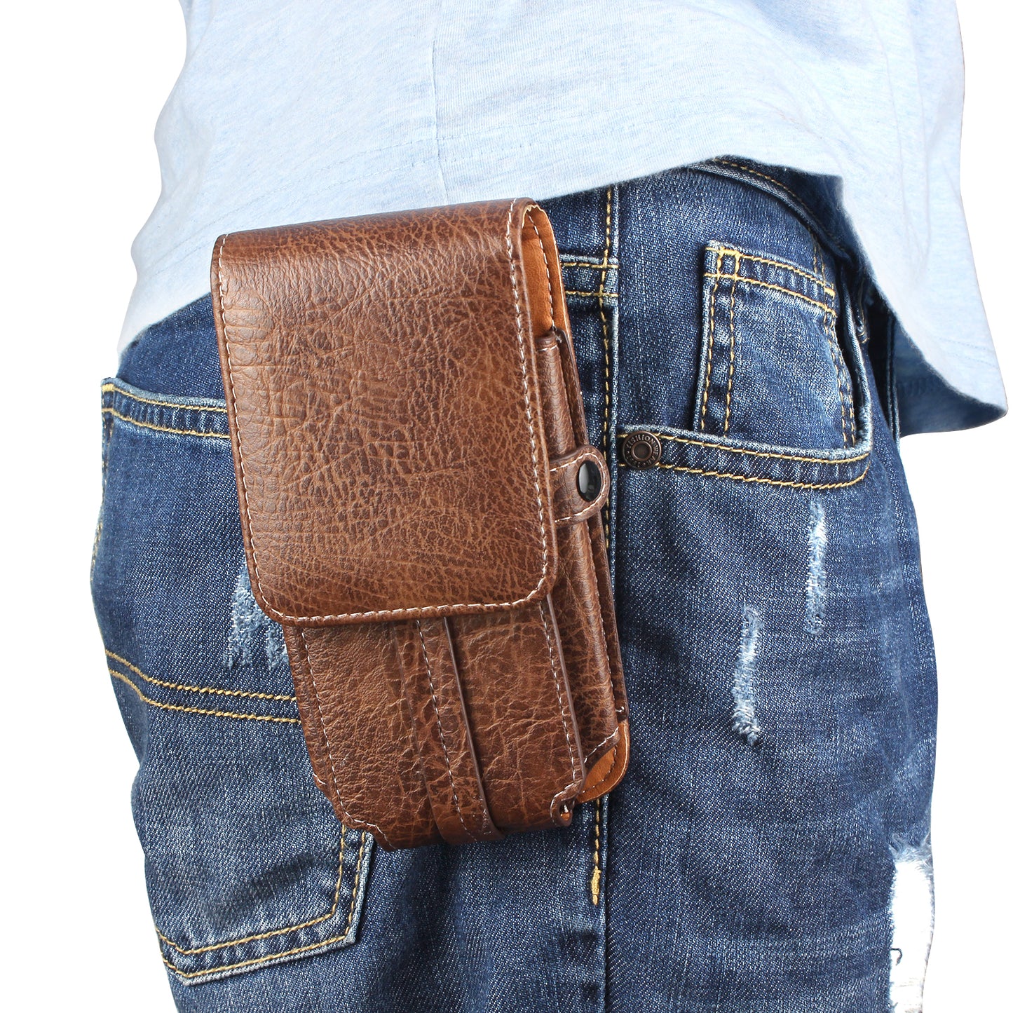 Belt Loop Vintage Elephant Vertical Flip Leather Holster Pouch Case, Size: 130 x 65 x 10mm - Dark Brown