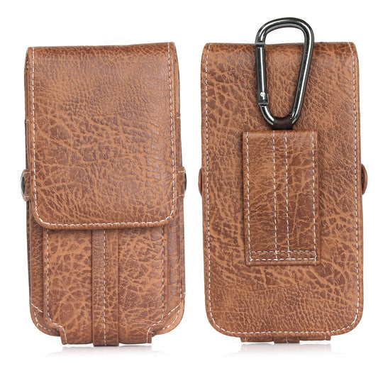 Elephant Card Holder Vertical Leather  Flip Holster Case with Belt Loop, Size: 130 x 65 x 10mm - Light Brown