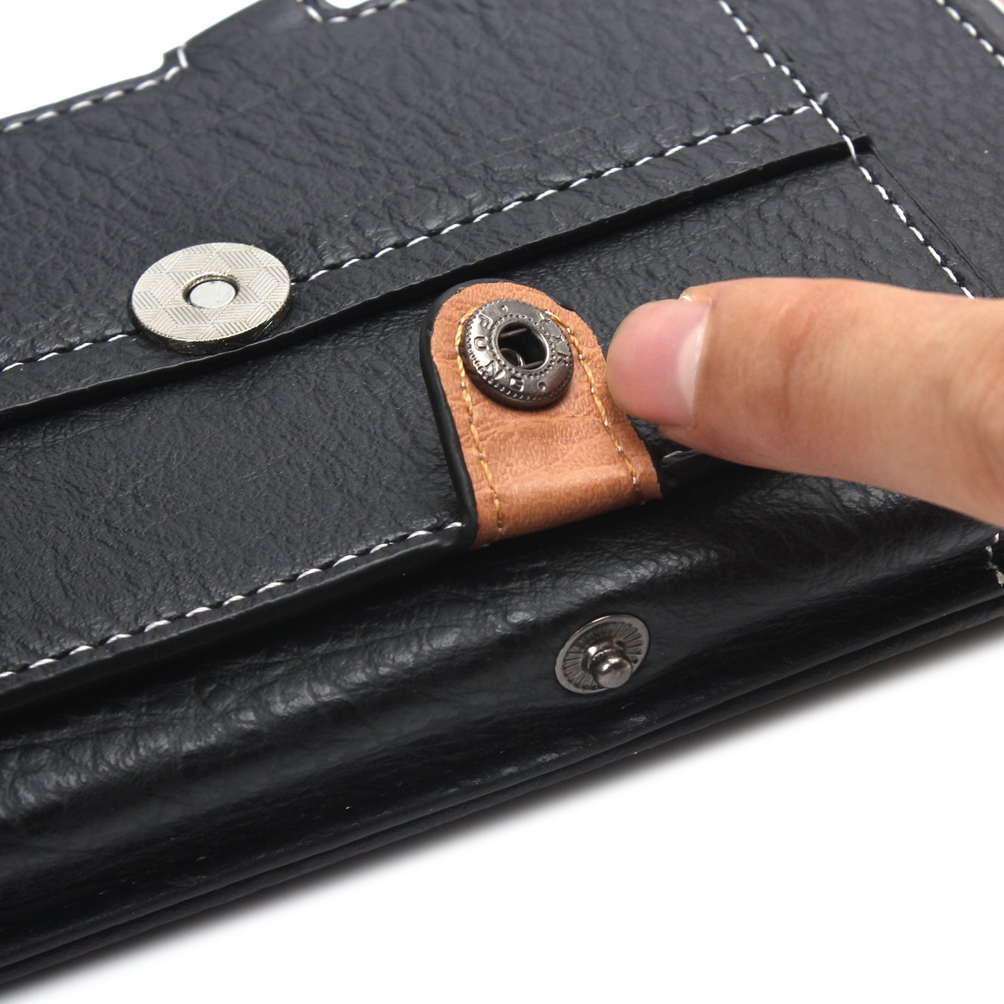 Size 140 x 73 x 10mm Card Slots Vertical Flip Leather Holster Case with Belt Loop for iPhone 7 6s 6 Etc - Black