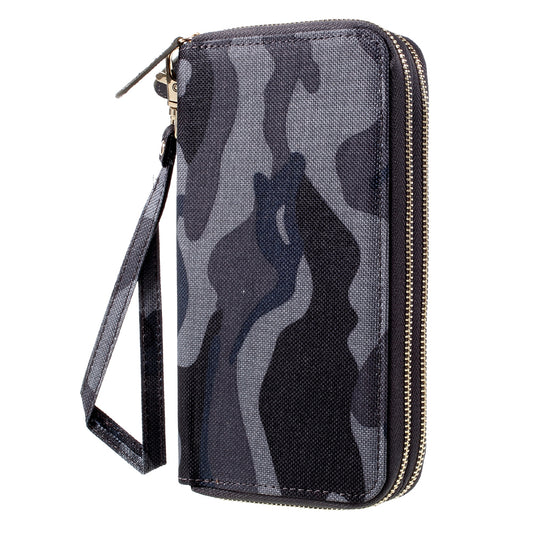 Leather Pouch Bag with Hand Strap for iPhone 8/7/6s/6, Size: 141 x 70mm - Camo Pattern / Dark Blue