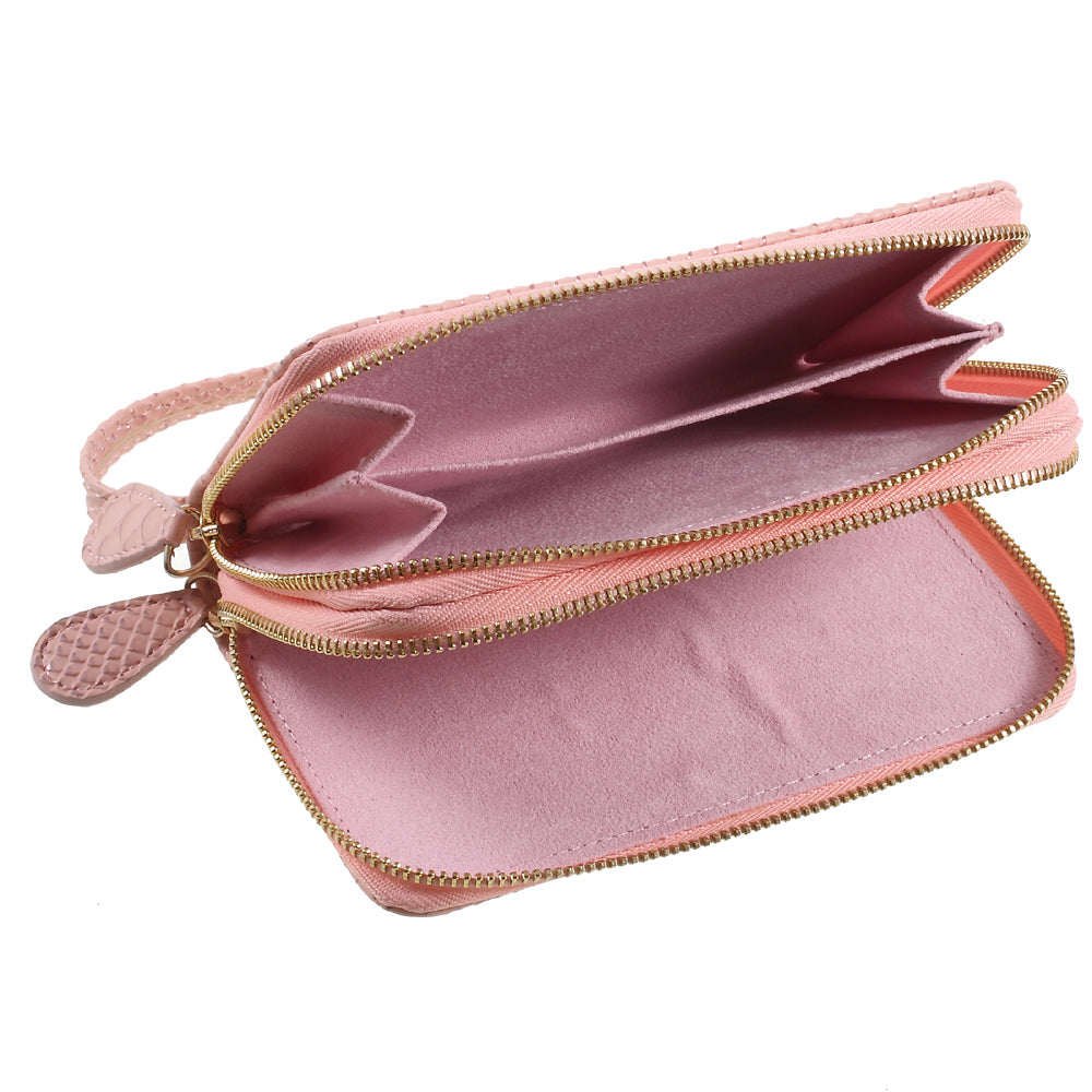 Universal Zipper Wallet Leather Casing with Strap for iPhone 6 /6s /7 - Fish Scale Texture / Pink