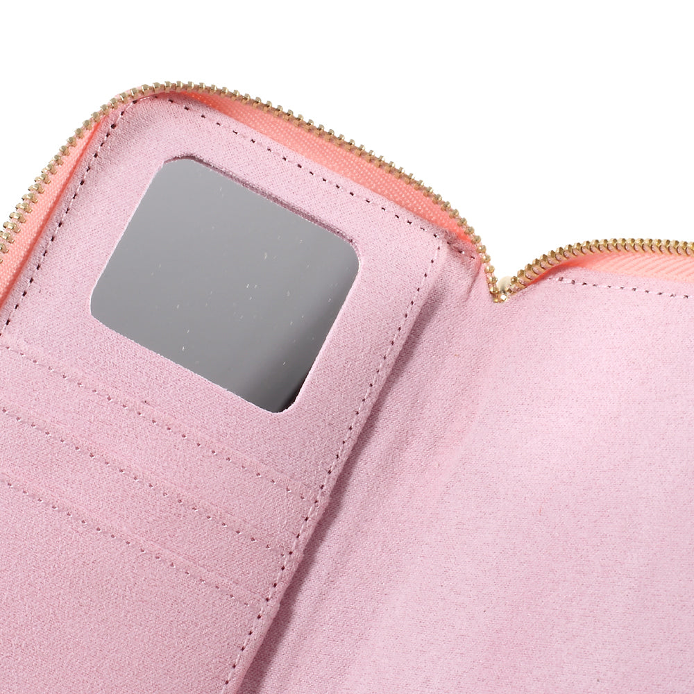 Uniqkart for iPhone 6 /6s /7 Universal Zipper Wallet Leather Cover with Strap - Smooth Surface / Pink