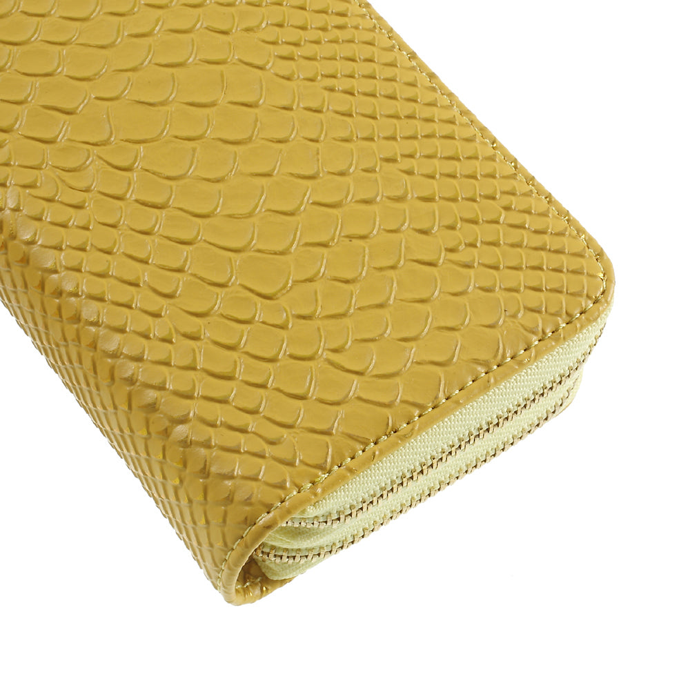 Uniqkart for iPhone 6 /6s /7 Universal Zipper Wallet Leather Casing with Strap - Fish Scale Texture / Gold
