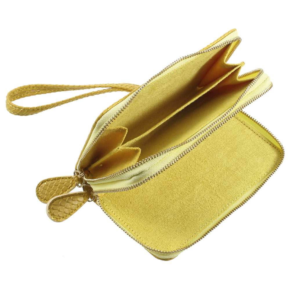 Uniqkart for iPhone 6 /6s /7 Universal Zipper Wallet Leather Casing with Strap - Fish Scale Texture / Gold