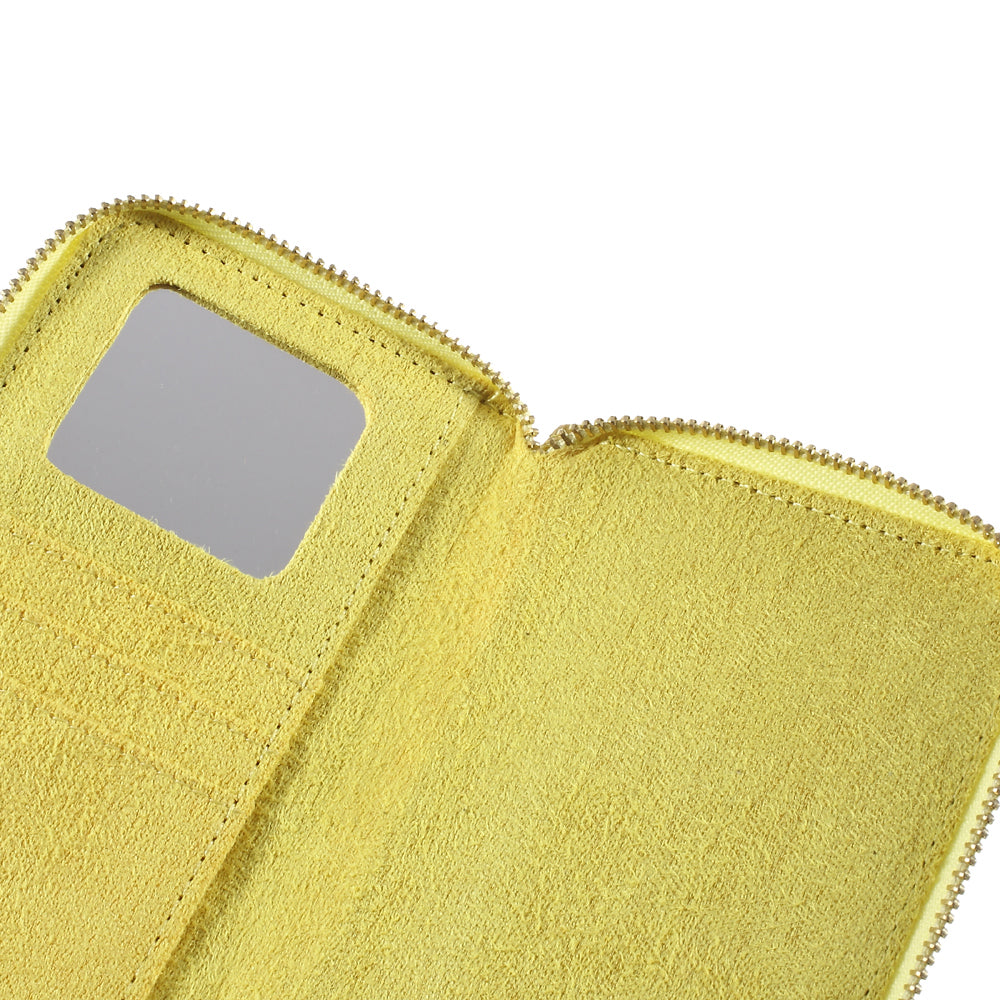 Uniqkart for iPhone 6 /6s /7 Universal Zipper Wallet Leather Casing with Strap - Fish Scale Texture / Gold