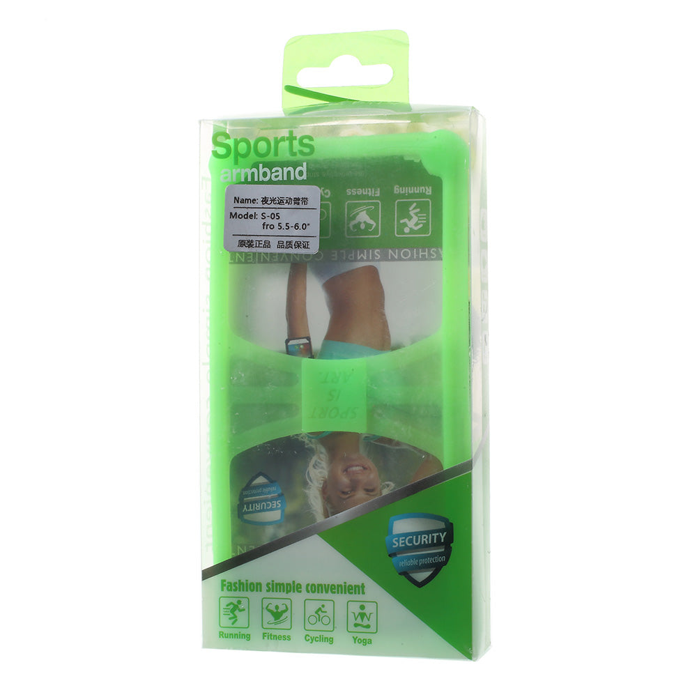 4.0-4.2inch Noctilucent Running Sports Armband Shell for iPhone 5 / 5c / 5s etc - Green