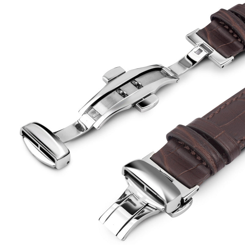 QIALINO For Apple Watch Series 8 45mm / Ultra 49mm / 7 45mm / 6 / SE / SE (2022) / 5 / 4 44mm 3 / 2 / 1 42mm Genuine Leather Watch Strap Replacement Watchband - Coffee