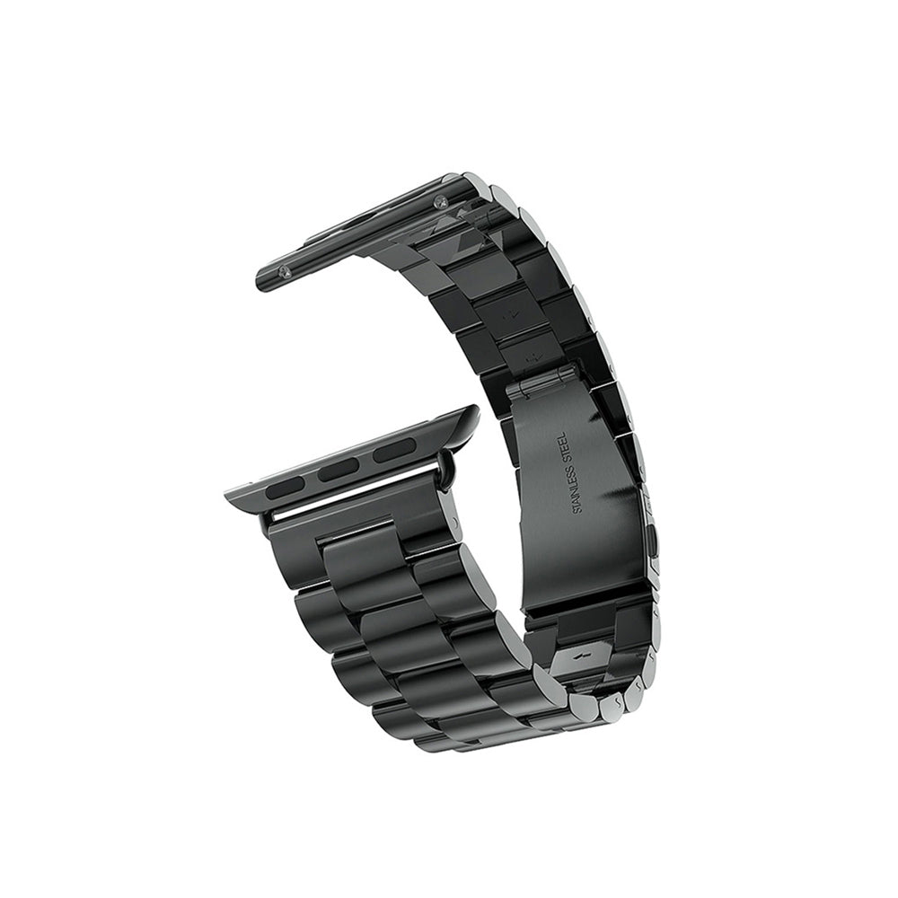 Uniqkart Three Bead Series Stainless Steel Watchband for Apple Watch Series 8 7 41mm / Series 6 SE / SE(2022) 5 4 40mm / Series 3 2 1 38mm - Black