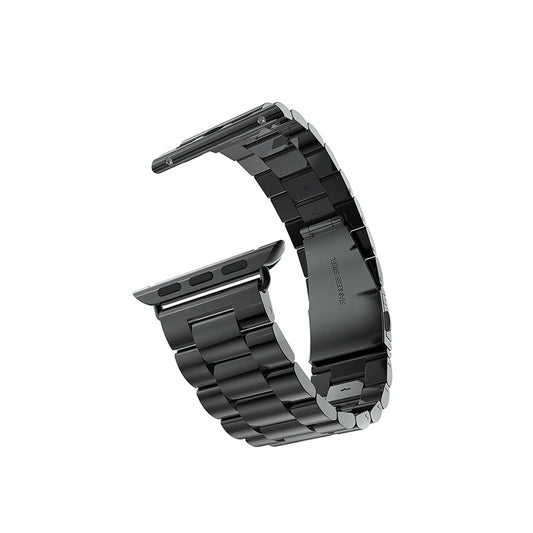 Uniqkart Three Bead Series Stainless Steel Watchband for Apple Watch Series 8 7 41mm / Series 6 SE / SE(2022) 5 4 40mm / Series 3 2 1 38mm - Black