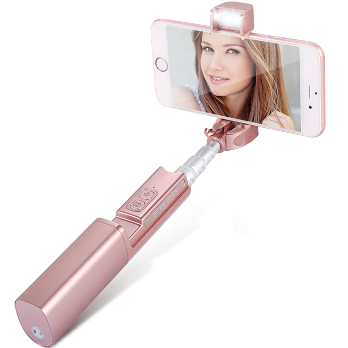 X6 Extendable Bluetooth Mini Pocket Selfie Stick for iPhone X / 8 Plus - Rose Gold Color