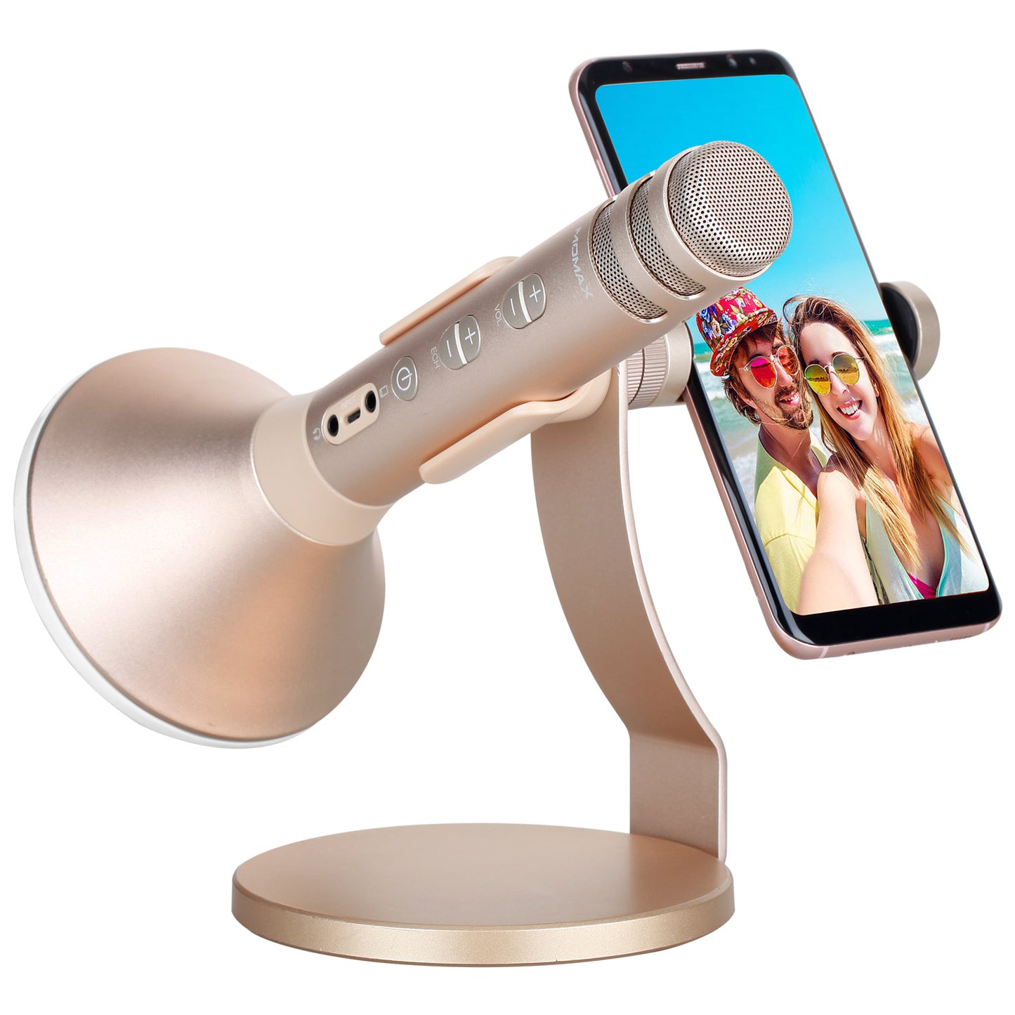 Uniqkart K-MIC PRO Wireless Microphone Karaoke Portable Bluetooth Microphone Singing Machine - Gold Color