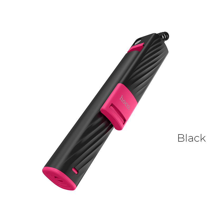 Uniqkart K8 Starry Lightning Mini Wired Selfie Stick with Lightning Plug for iPhoneX/8/7 - Black