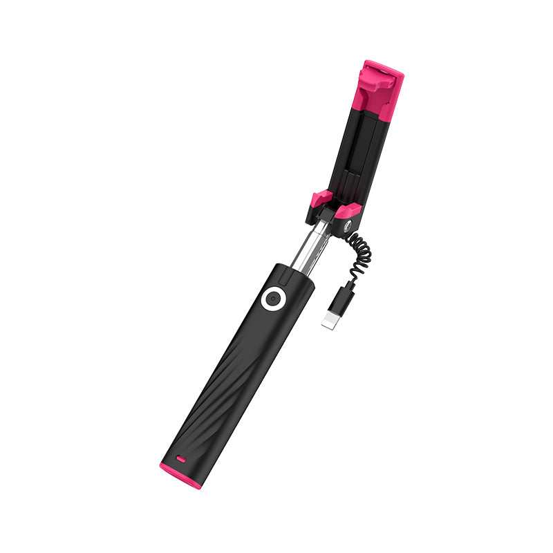 Uniqkart K8 Starry Lightning Mini Wired Selfie Stick with Lightning Plug for iPhoneX/8/7 - Black