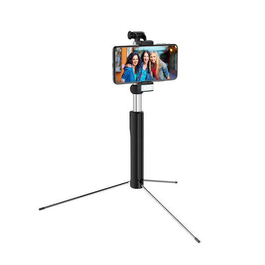 HHOCO K10B Selfie Stick Tripod Phone Holder Monopod With Bluetooth Remote Shutter and Backlight (L=1.6m) - Black