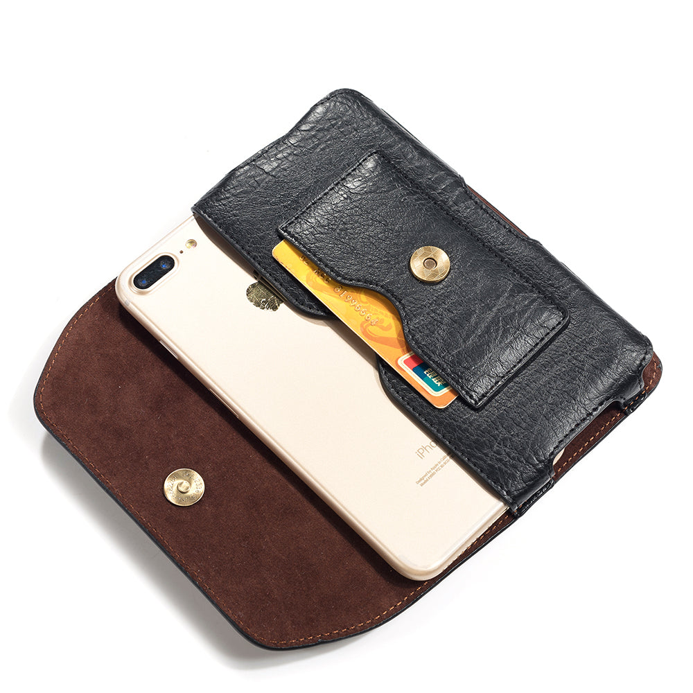 4.7 inch Universal Portable Phone Pouch Leather Waist Bag for iPhone Samsung etc - Black