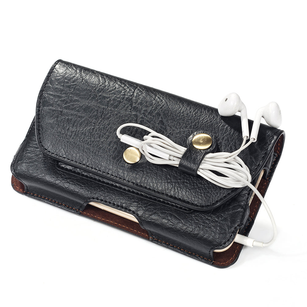 4.7 inch Universal Portable Phone Pouch Leather Waist Bag for iPhone Samsung etc - Black