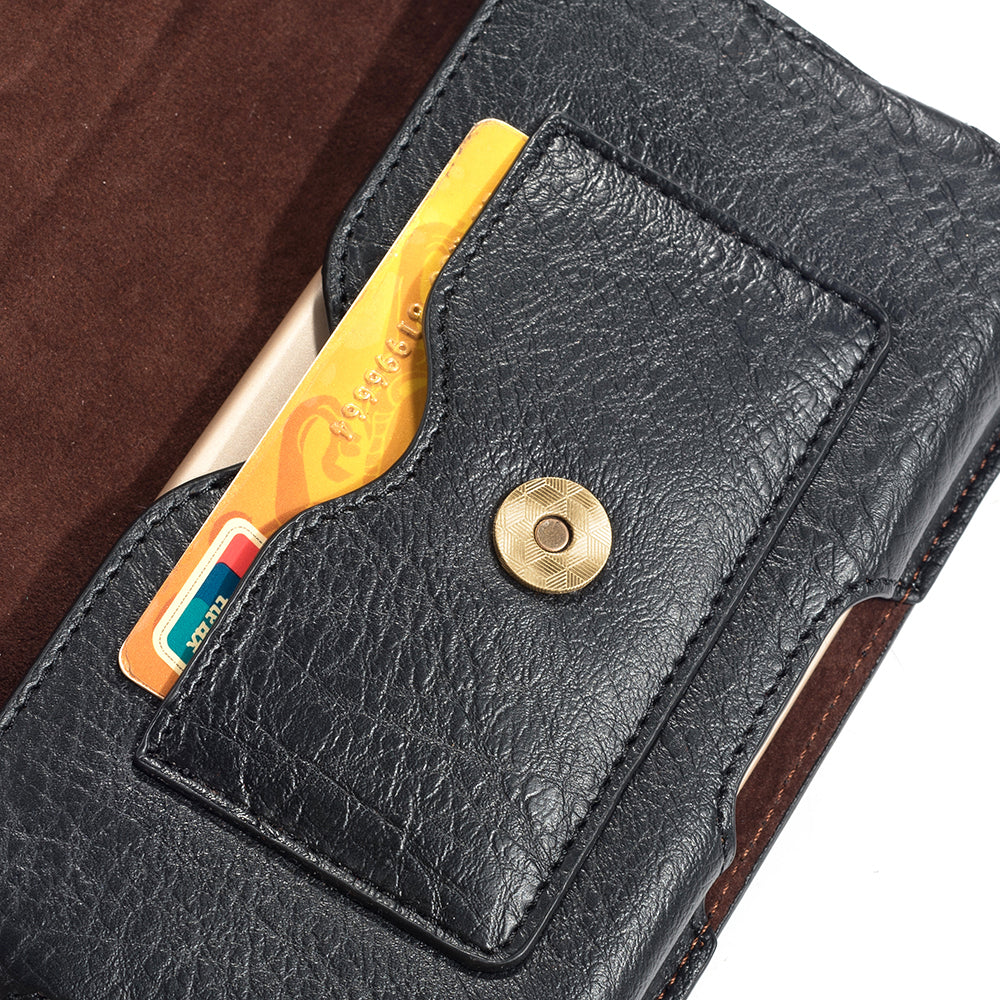 4.7 inch Universal Portable Phone Pouch Leather Waist Bag for iPhone Samsung etc - Black