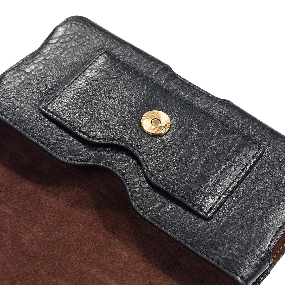 4.7 inch Universal Portable Phone Pouch Leather Waist Bag for iPhone Samsung etc - Black