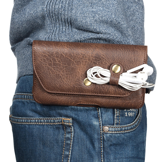 4.7 inch Universal Portable Phone Pouch Leather Waist Bag for iPhone Samsung etc - Brown