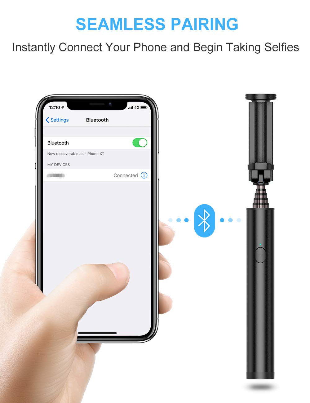 M13 Wireless Mini Bluetooth Mobile Phone Self-timer Aluminium Alloy Retractable Selfie Stick - Black