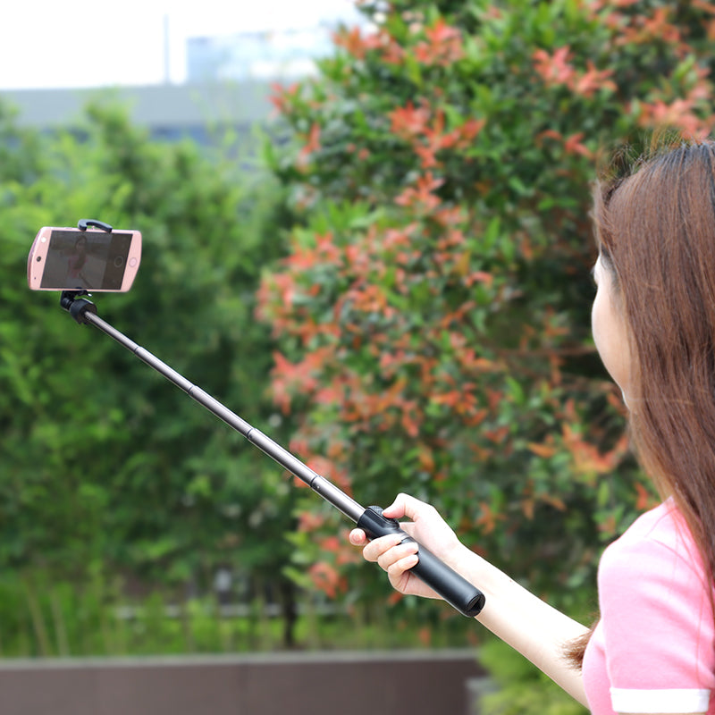 Uniqkart K11 Wireless Bluetooth Selfie Stick Handheld Smart Phone Camera Tripod with Wireless Remote for iOS Android - Black