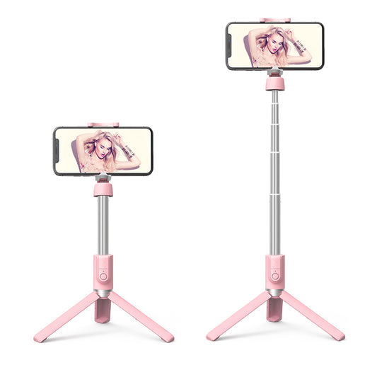 Uniqkart K11 Wireless Bluetooth Selfie Stick Handheld Smart Phone Camera Tripod with Wireless Remote for iOS Android - Pink