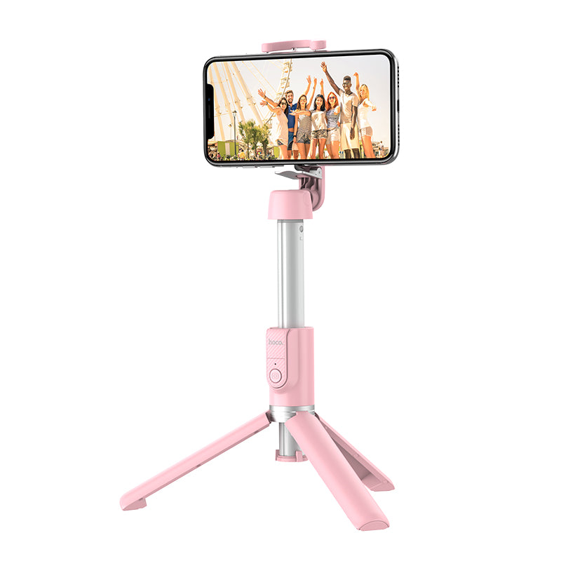 Uniqkart K11 Wireless Bluetooth Selfie Stick Handheld Smart Phone Camera Tripod with Wireless Remote for iOS Android - Pink