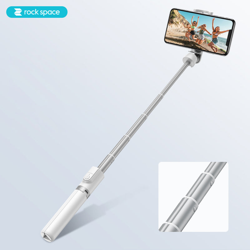 ROCKSPACE Bluetooth Remote Selfie Stick with Tripod II - White