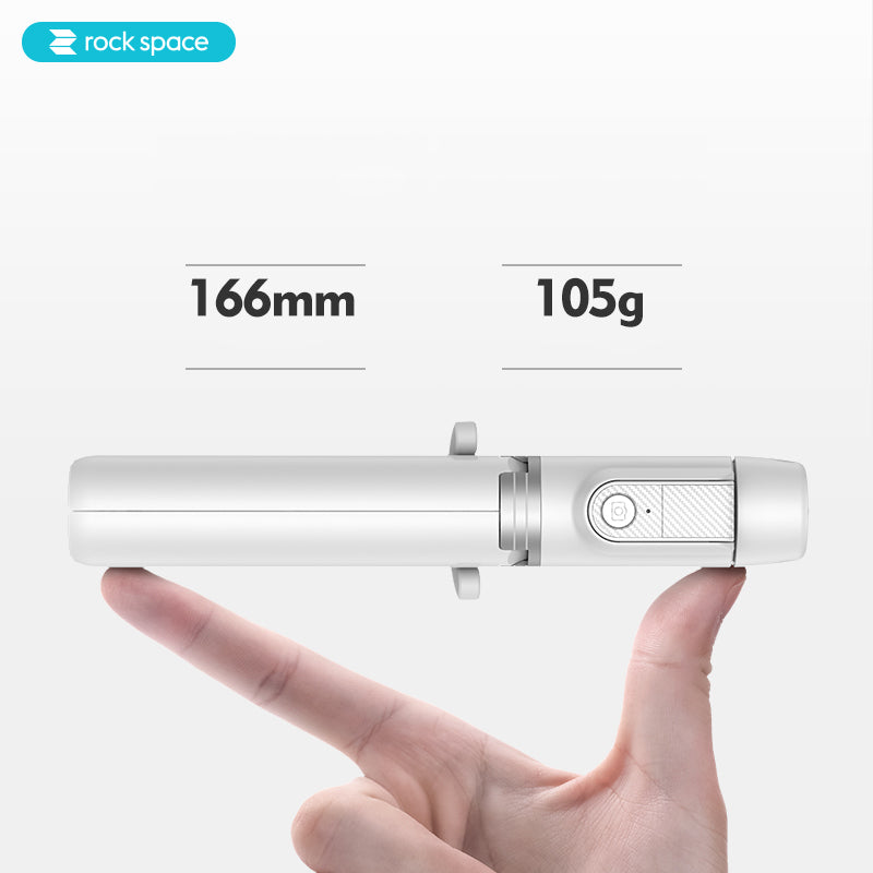 ROCKSPACE Bluetooth Remote Selfie Stick with Tripod II - White