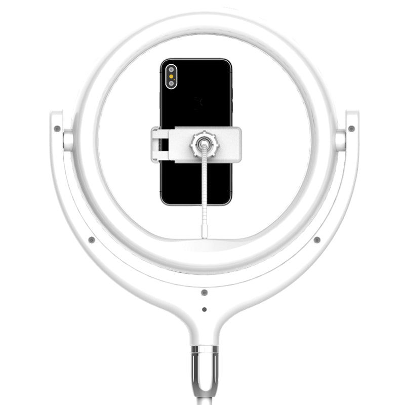 F-539 3300-6000K Dimmable Destop Ring Light Fill Light with Smart Phone Clip - White