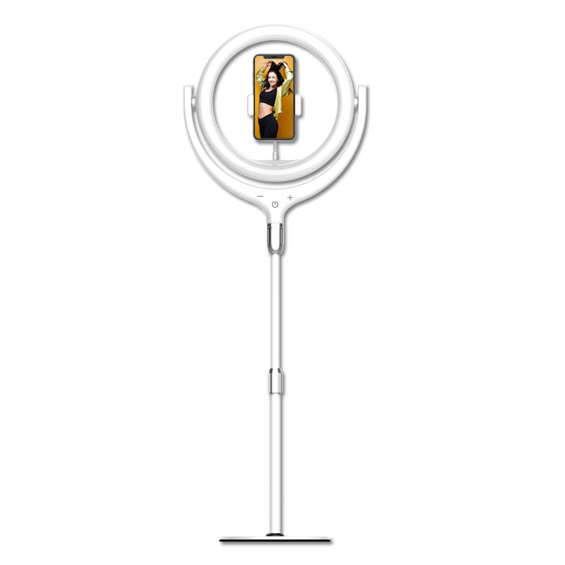 F-539 3300-6000K Dimmable Destop Ring Light Fill Light with Smart Phone Clip - White