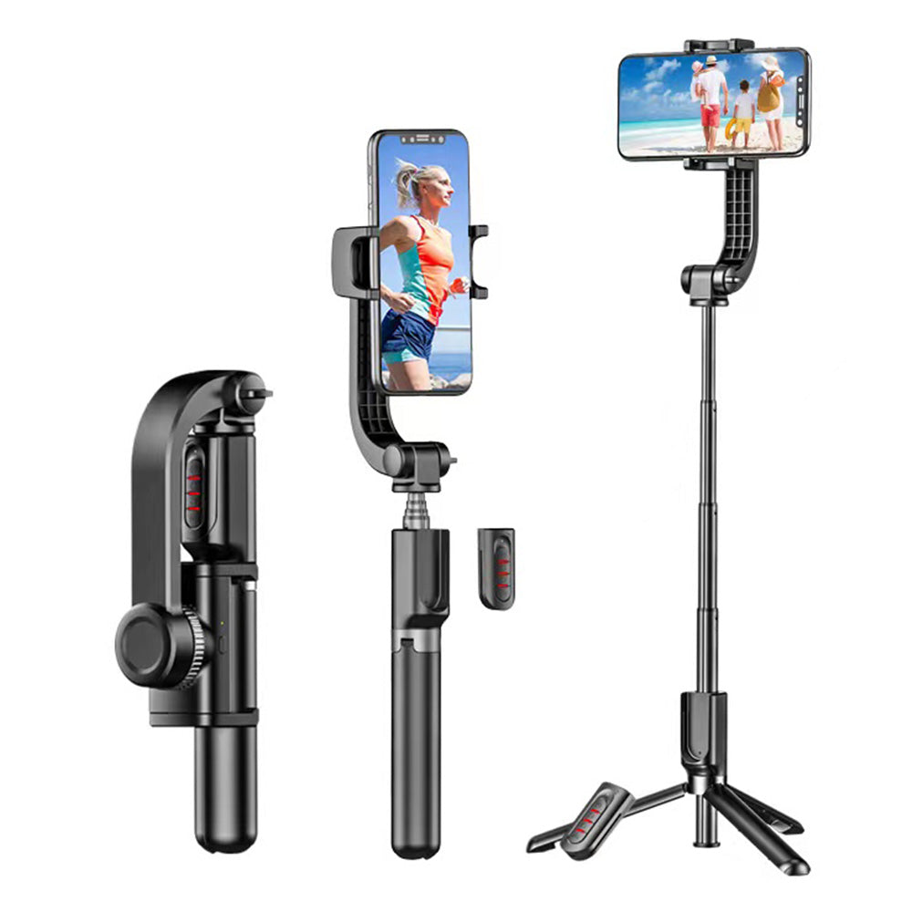W20 3 in 1 Handheld Gimbal Phone Stabilizer + Tripod + Bluetooth Selfie Stick (CE Certified) - Black