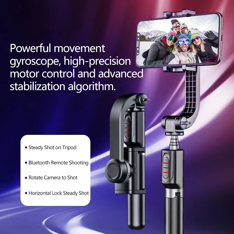W20 3 in 1 Handheld Gimbal Phone Stabilizer + Tripod + Bluetooth Selfie Stick (CE Certified) - Black