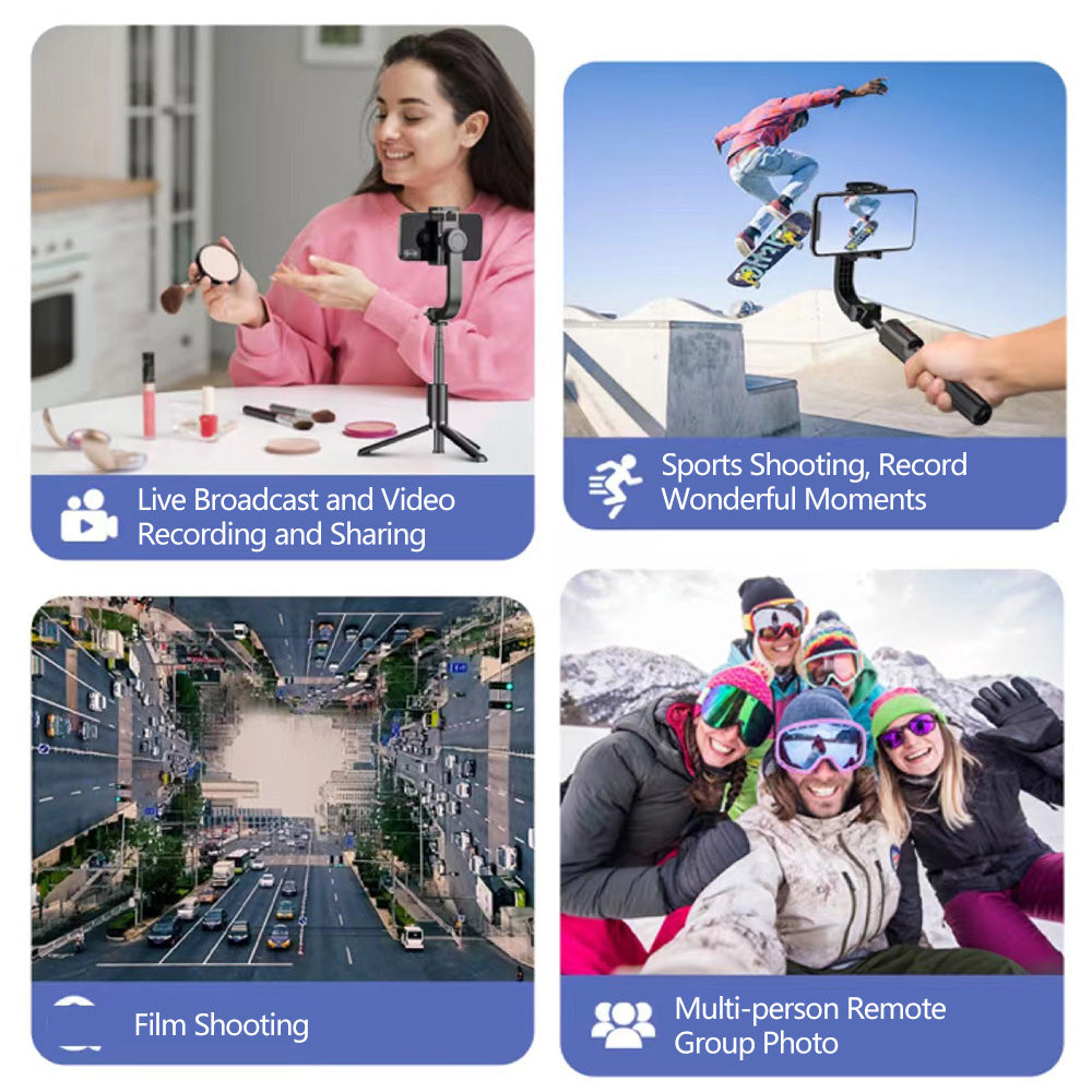 W20 3 in 1 Handheld Gimbal Phone Stabilizer + Tripod + Bluetooth Selfie Stick (CE Certified) - Black