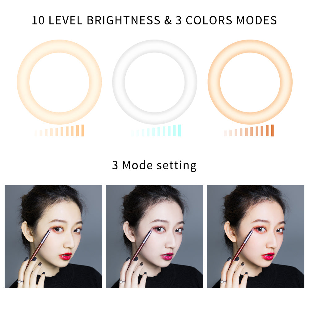 J26 LED Ring Light + Mini Metal Tripod (Size M) + 38cm Eccentric Tube Telescopic Rod Bluetooth Remote Control