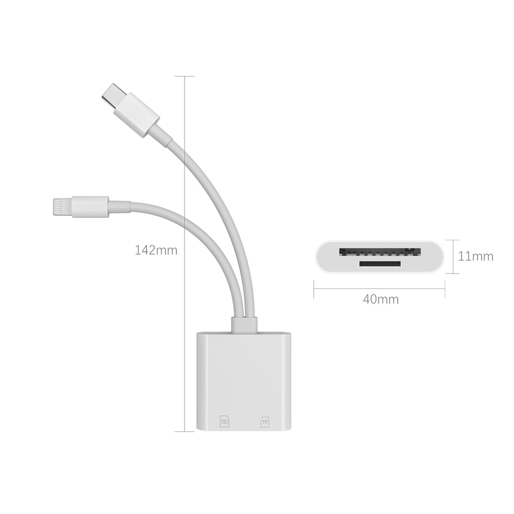 NK-101Y ST Pro Type-C/Lightning to TF SD Card Reader Converter OTG Adapter for iPhone iPad