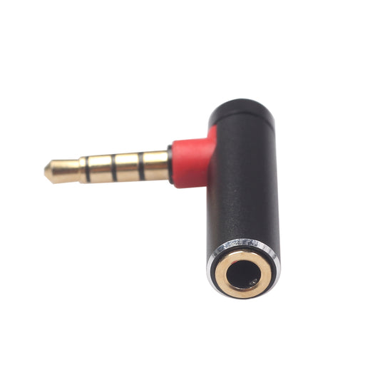 3.5mm Male to Female 90-Degree Adapter Converter for Headset Phone Laptop - Black