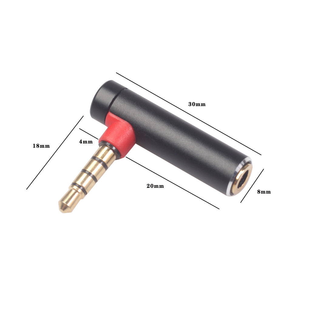3.5mm Male to Female 90-Degree Adapter Converter for Headset Phone Laptop - Black
